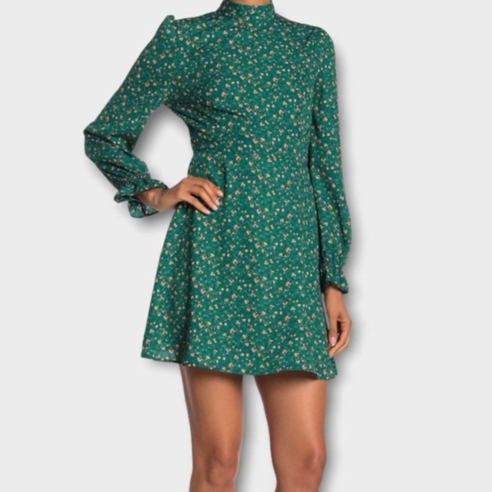 Green floral dress